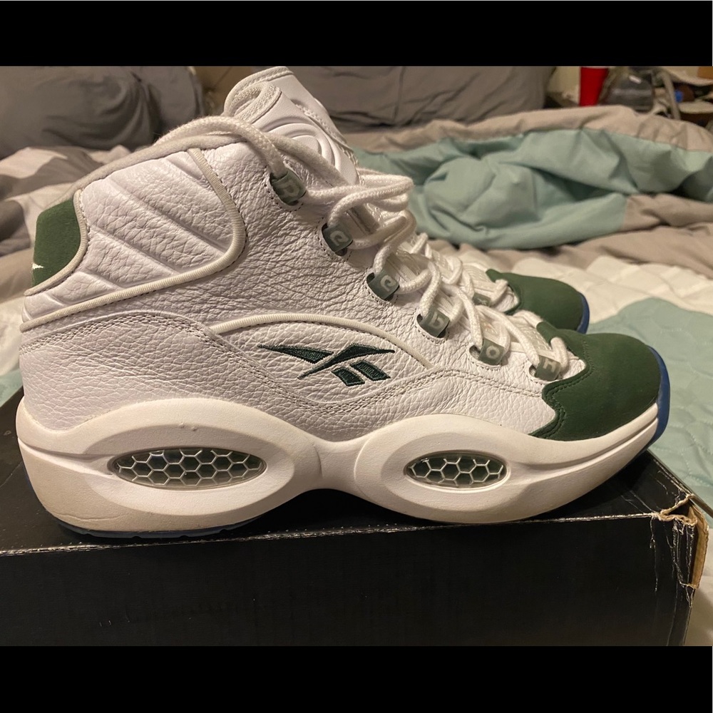 Reebok Question Mid Iverson White Racing Green11.5